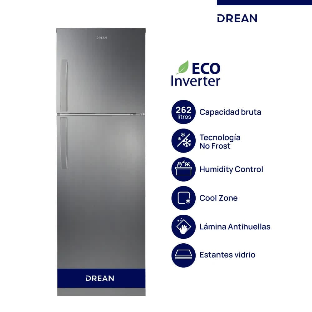 Heladera Drean 262 Lts Inox No Frost RZN262SXARX0