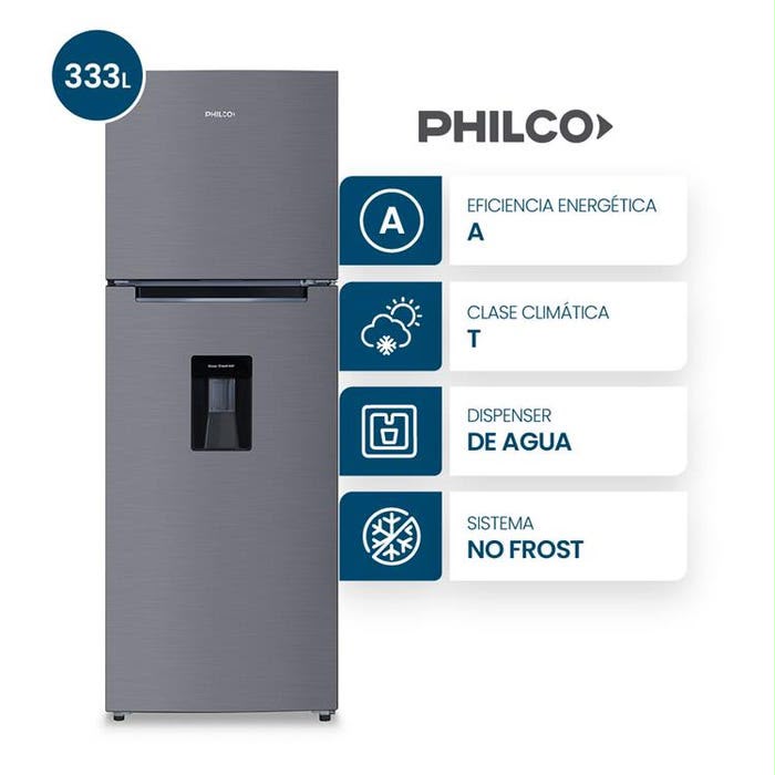 Heladera No Frost Philco PHNT367XD 333 Lts c/Dispenser Acero