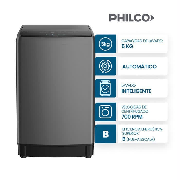 Lavarropas Philco PHLS67GN 5kg 700RPM Gris